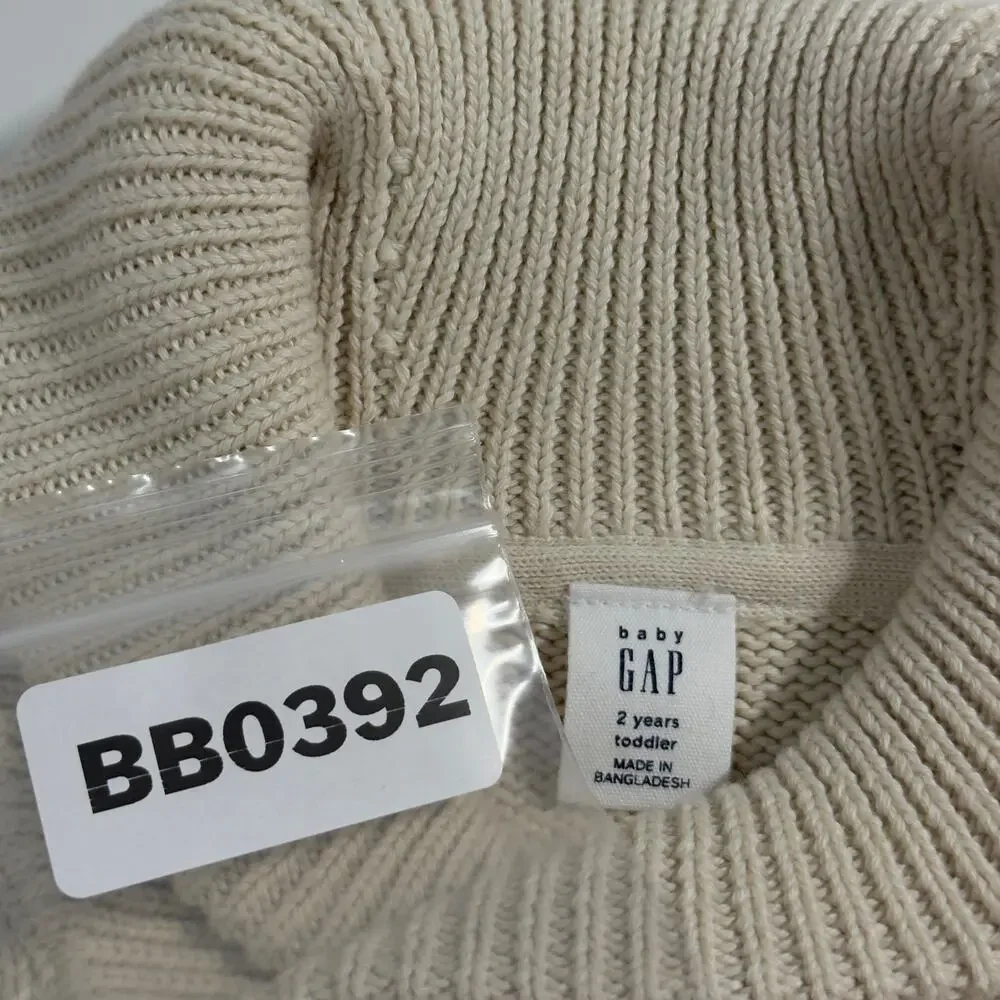 babyGap 2 Years Cable Knit Collared Sweater Cream Tan Shawl Grandpa